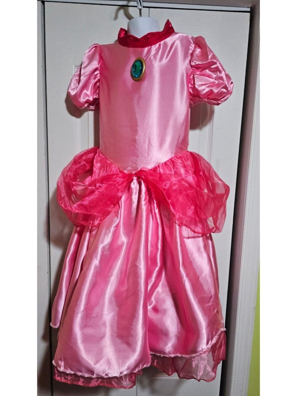 Princess Peach Deluxe Costume Girls 7-8 Dress Nintendo Mario Halloween Disguise